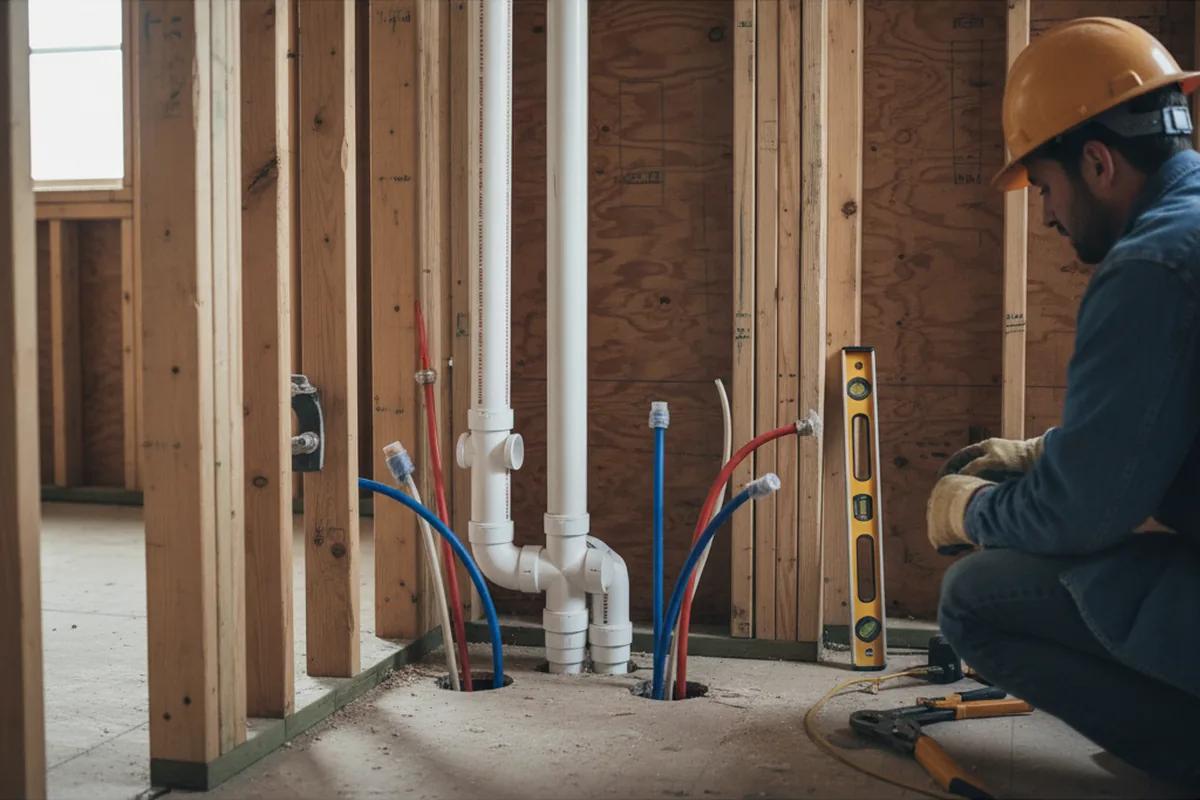 Drain and supply rough-in during Leak Detection in Benton City